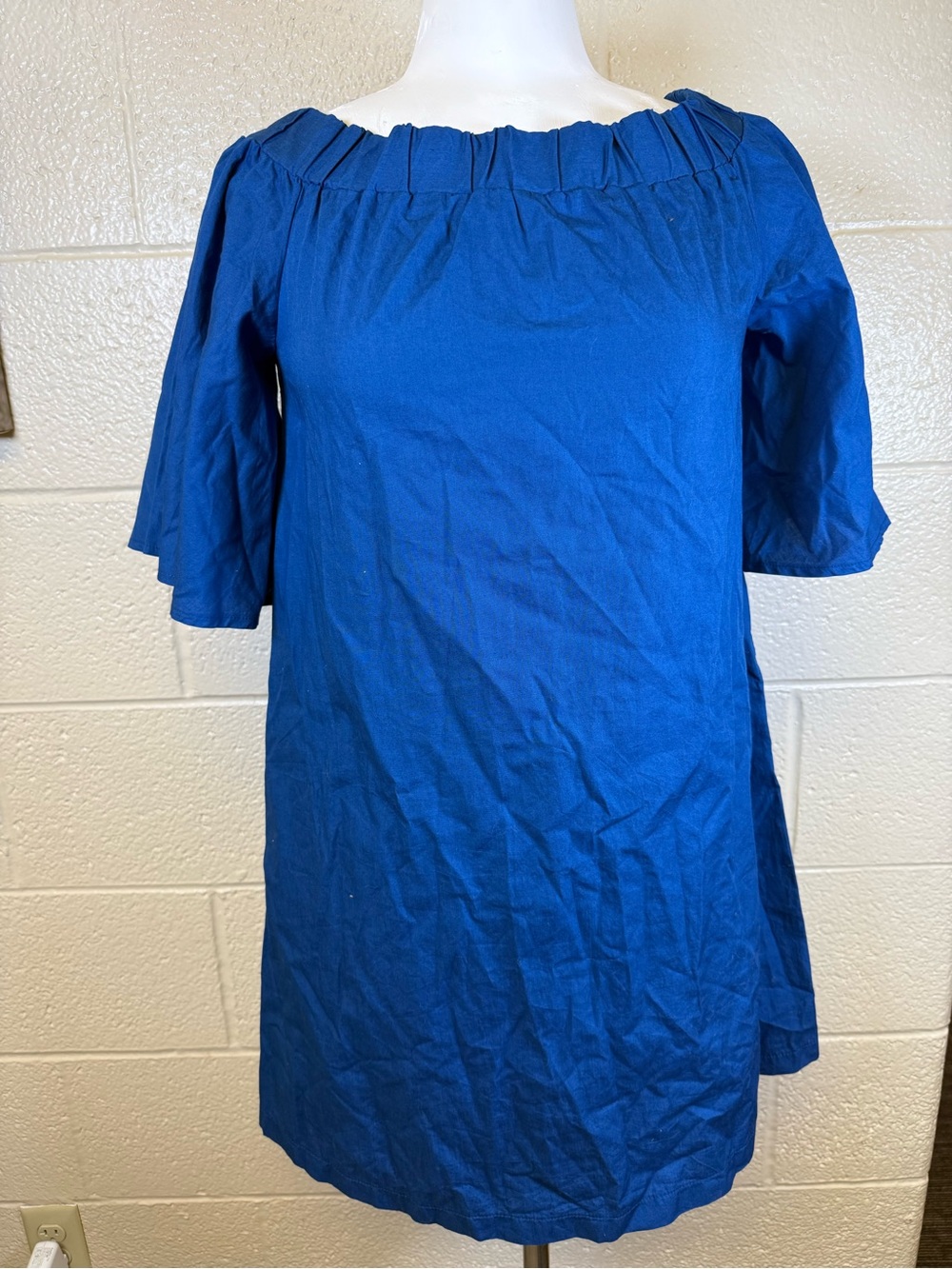 H&M Royal Blue Off-Shoulder Tunic Mini Dress